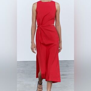 Zara Cut Out Midi Dress with Side Slit in fuchsia- EUC